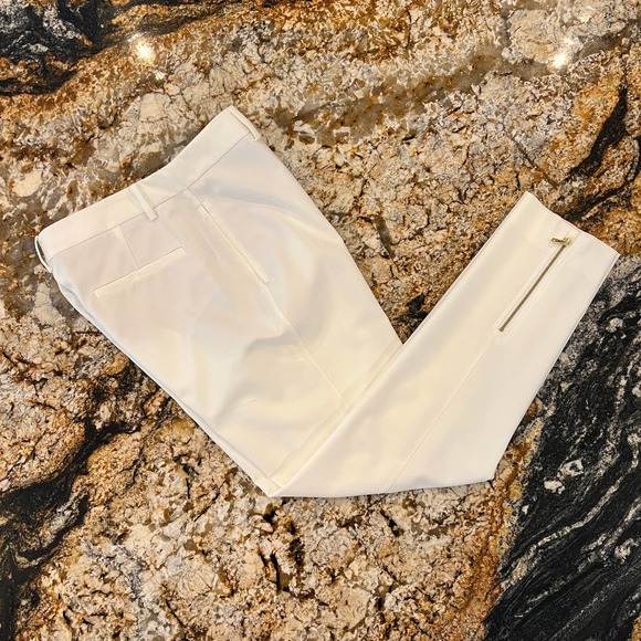 NWT Donna Karan Ivory/Winter White Ankle Zipper Slit Pants - SIZE 10 - Picture 6 of 10